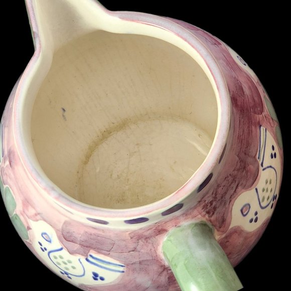 Mexican Pottery Pitcher Water Jug Chicken Bird Necesito Max Mexico Farmhouse 11" - Picture 8 of 8